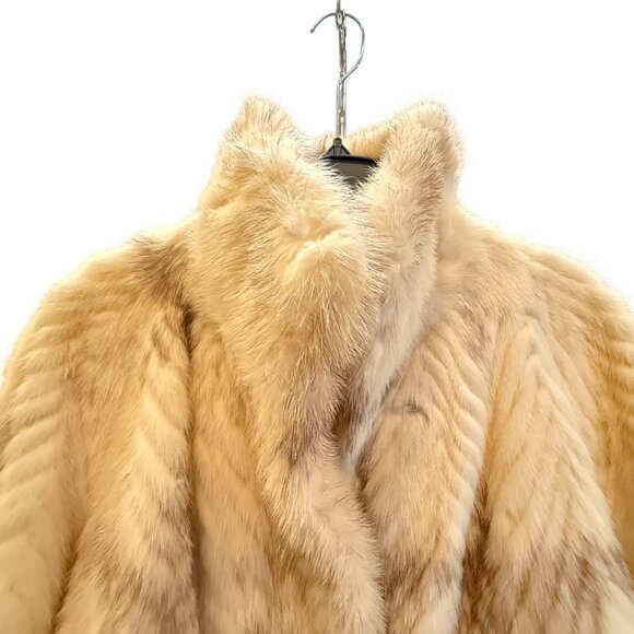 Vintage White Mink Fur Swing Jacket • Chevron Pelts • Women’s Large - Picture 5 of 15